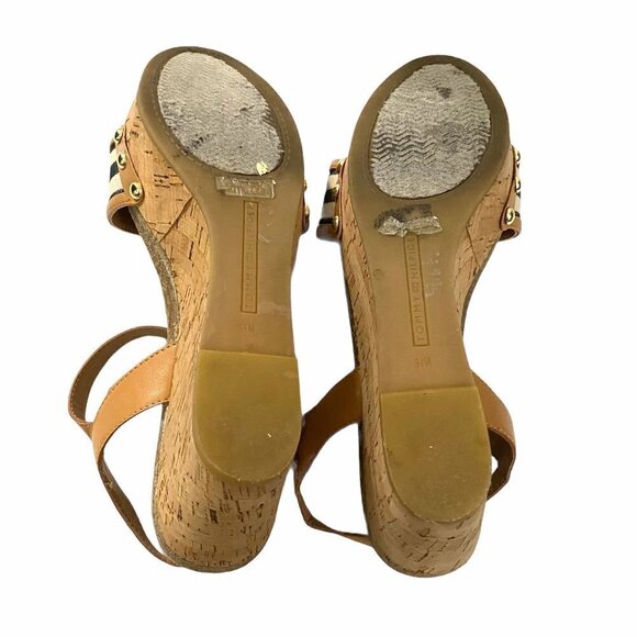 Tommy Hilfiger Women's Twhottie Nautical Logo Stripe Cork Wedge Sandals Size 9.5 - Picture 11 of 12